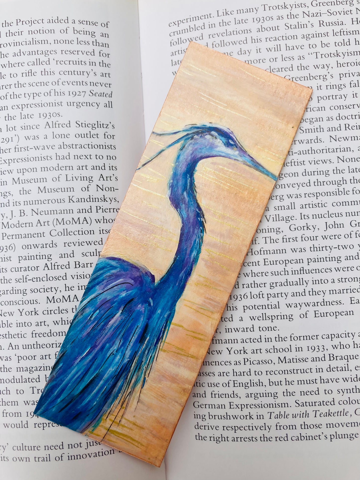 Heron Bookmark hand painted