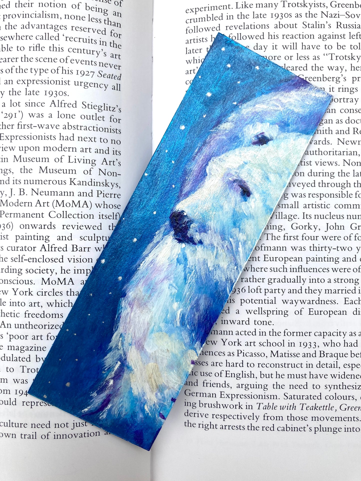 Polar Bear blue Bookmark- Handmade