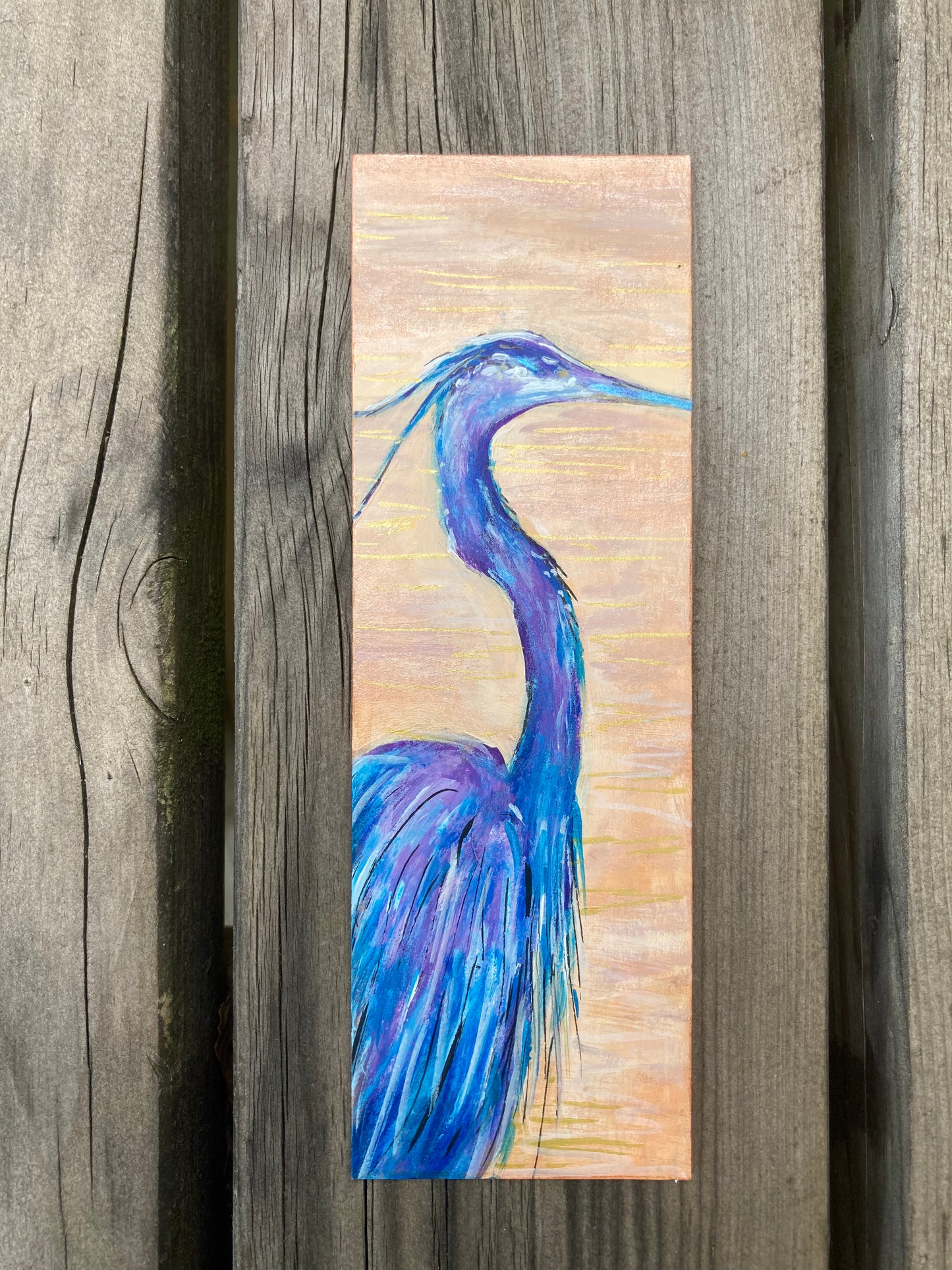 Heron Bookmark hand painted