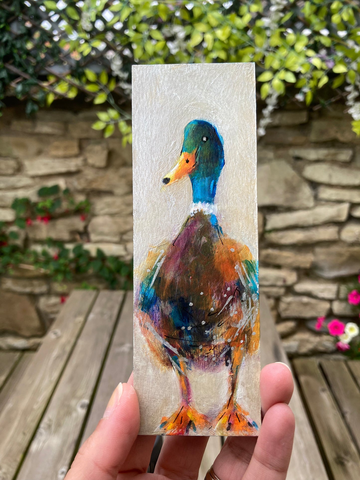 Duck Bookmark hand painted