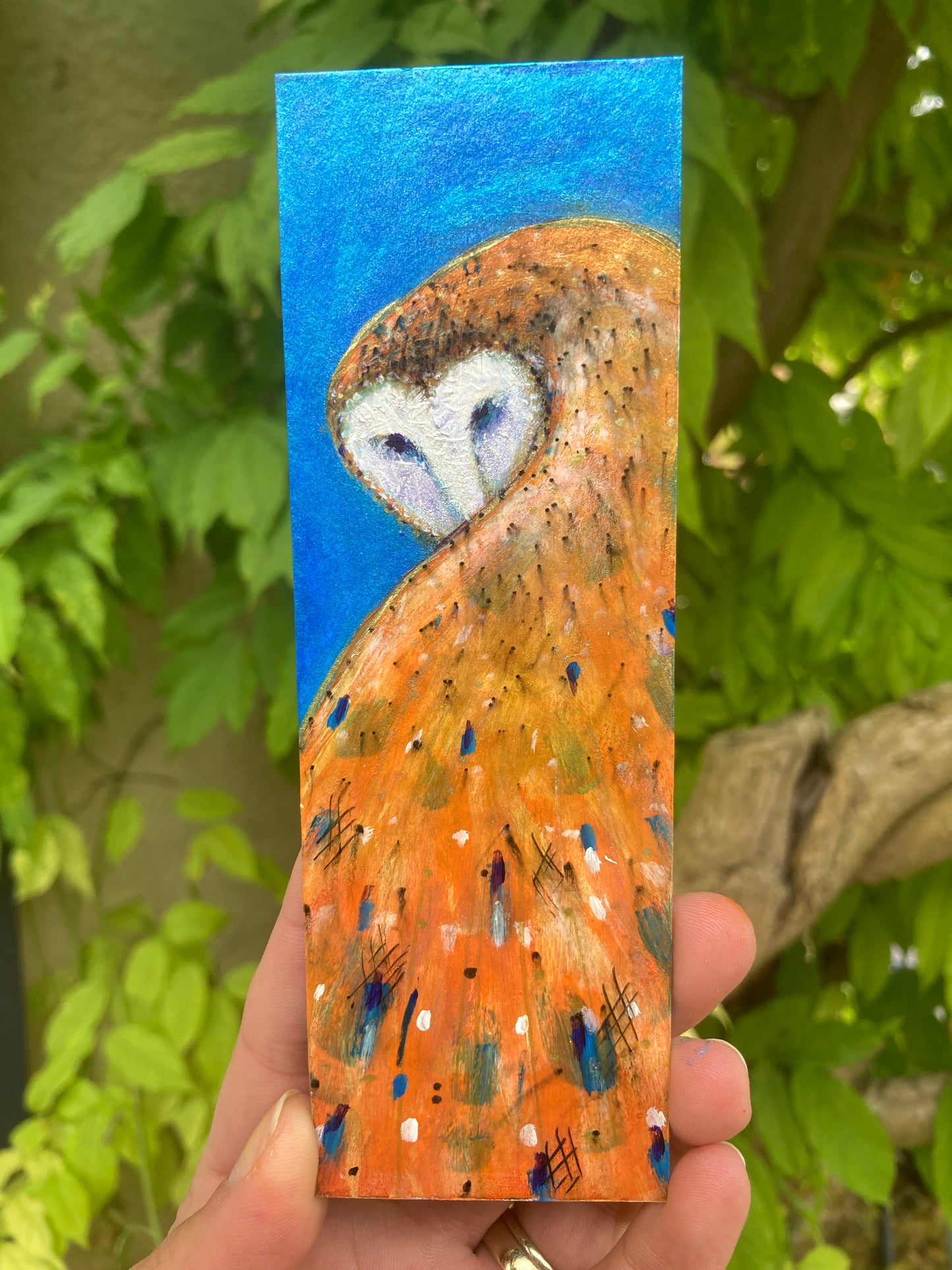 Barn OWL in flight Bookmark- Handmade