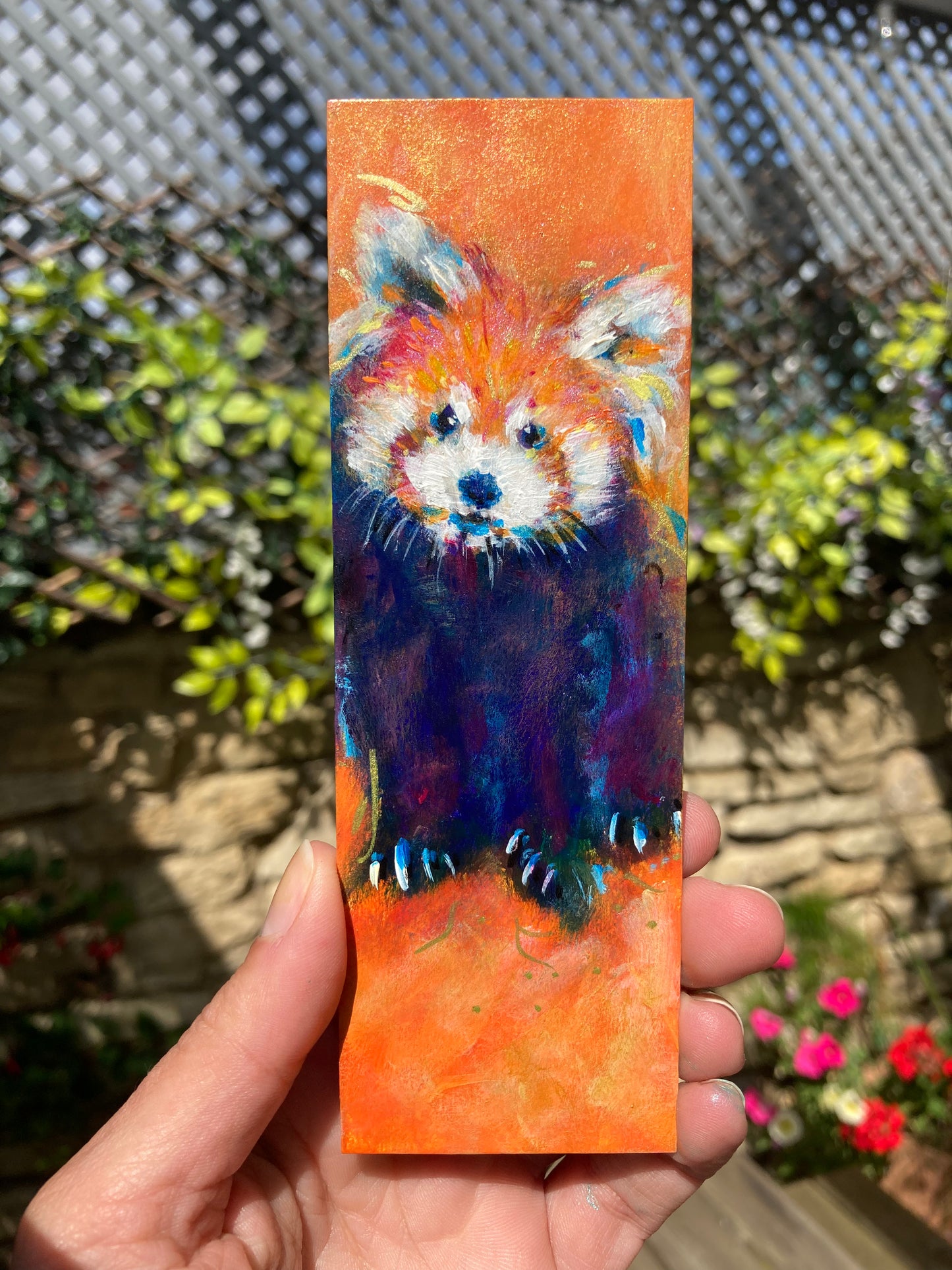 Red panda Bookmark hand painted