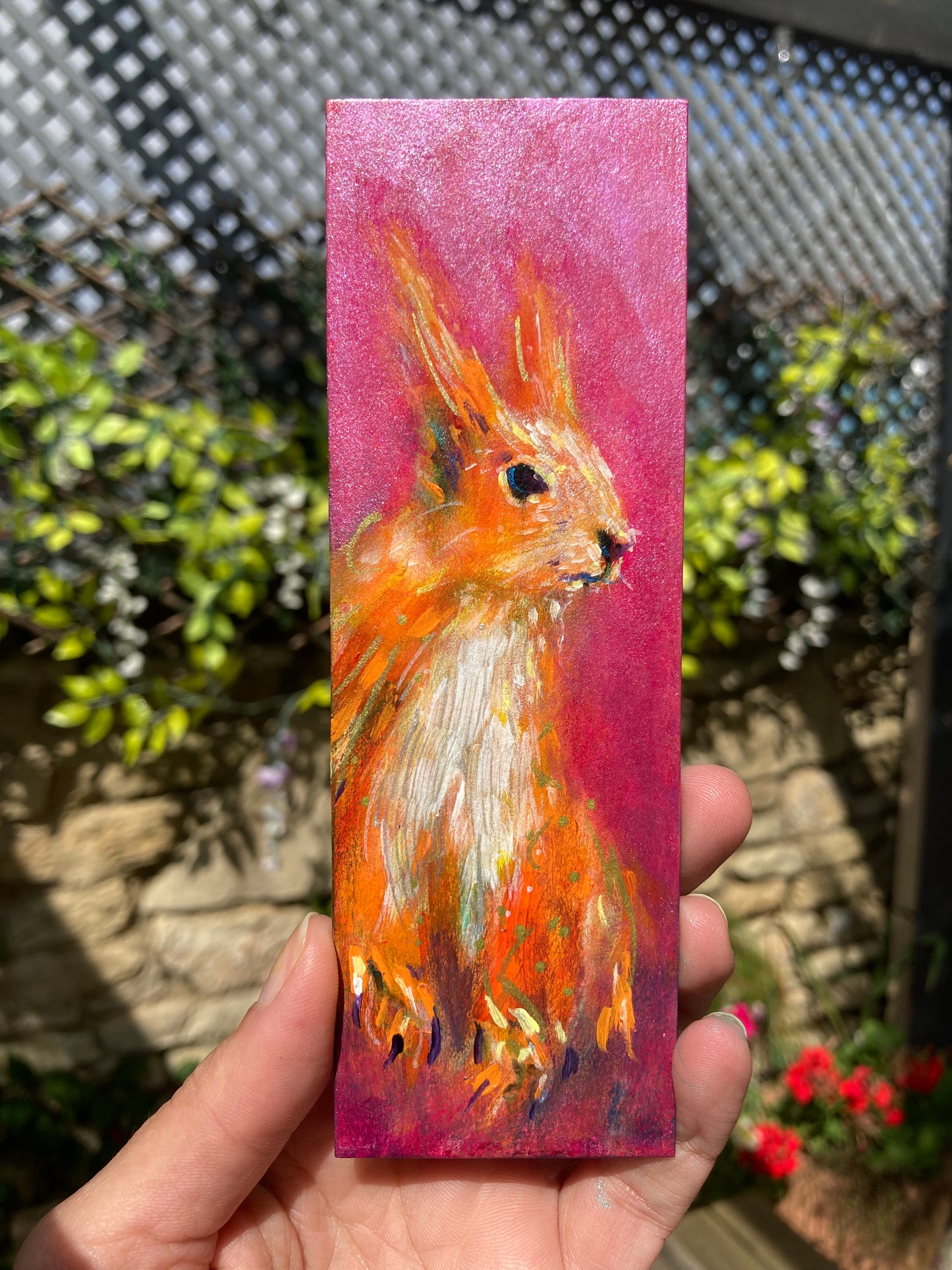 Red Squirrel Bookmark hand painted